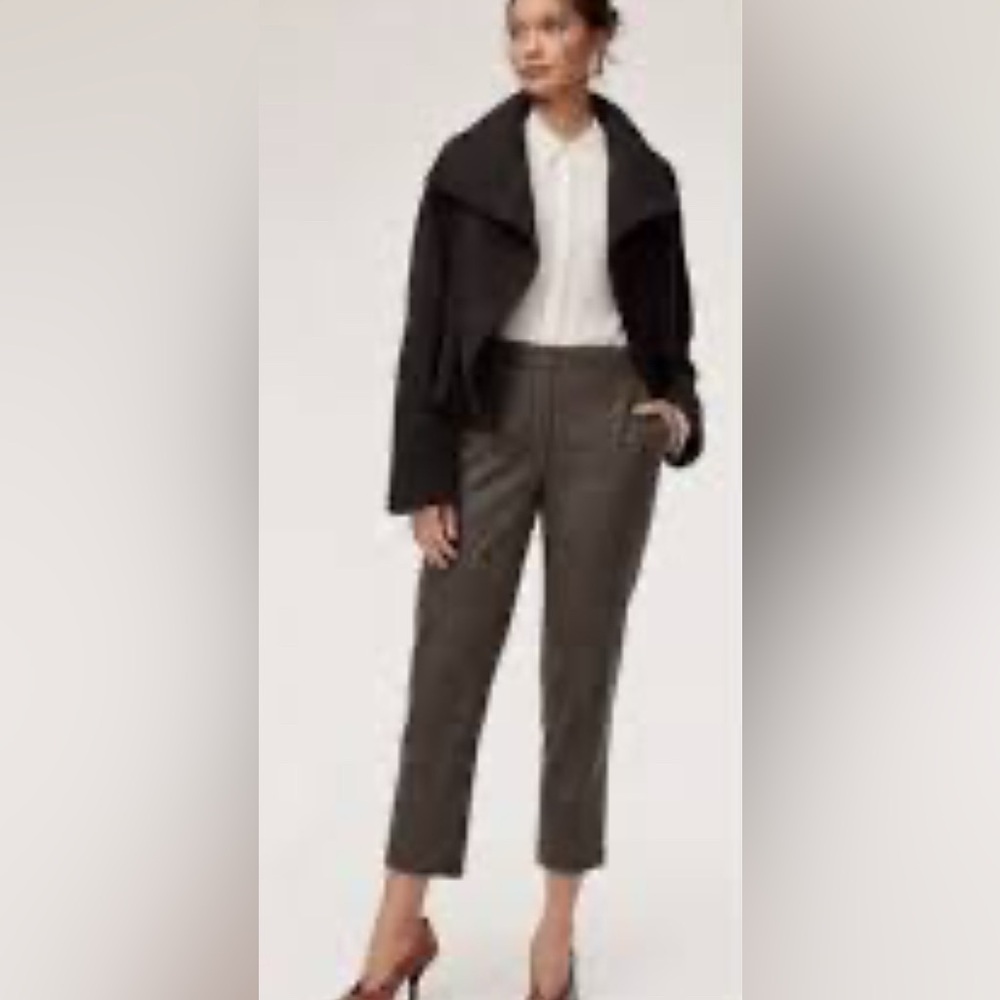 Wilfred Free Aritzia Herringbone Tapered Trouser Pants Menswear Cropped Size 4